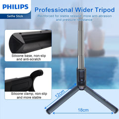 Philips Flexible Tripod Holder Stand Selfie Stick with Bluetooth Remote For iPhone DLK3617N Philips Flexible Tripod Holder Stand Selfie Stick with Bluetooth Remote For iPhone DLK3617N