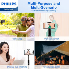 Philips Flexible Tripod Holder Stand Selfie Stick with Bluetooth Remote For iPhone DLK3617N Philips Flexible Tripod Holder Stand Selfie Stick with Bluetooth Remote For iPhone DLK3617N