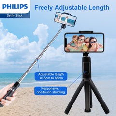 Philips Flexible Tripod Holder Stand Selfie Stick with Bluetooth Remote For iPhone DLK3617N Philips Flexible Tripod Holder Stand Selfie Stick with Bluetooth Remote For iPhone DLK3617N