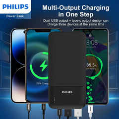 Philips Mobile Battery Power Bank 10,000mAh High capacity Lightweight 2 USB ports for simultaneous charging of 2 devices Phone charger iPhone iPad Android Various compatible DLP1811 Philips Mobile Battery Power Bank 10,000mAh High capacity Lightweight 2 USB ports for simultaneous charging of 2 devices Phone charger iPhone iPad Android Various compatible DLP1811