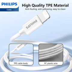 Philips Accessories USB-C to Lightning Charging Cable 1.25m. (White) DLC4576L Philips Accessories USB-C to Lightning Charging Cable 1.25m. (White) DLC4576L