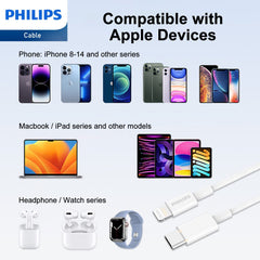 Philips Accessories USB-C to Lightning Charging Cable 1.25m. (White) DLC4576L Philips Accessories USB-C to Lightning Charging Cable 1.25m. (White) DLC4576L
