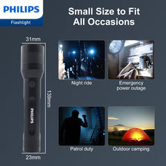 Philips Rechargeable LED Flashlights High Lumens, Adjustable Focus, 1000 Lumens Bright Powerful Handheld Flash Light, 5 Modes Flash Lights for Camping, Emergency, Hiking, Black SFL3601R Philips Rechargeable LED Flashlights High Lumens, Adjustable Focus, 1000 Lumens Bright Powerful Handheld Flash Light, 5 Modes Flash Lights for Camping, Emergency, Hiking, Black SFL3601R