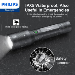 Philips Rechargeable LED Flashlights High Lumens, 1200 Lumens Bright Powerful Tactical Handheld Flash Light, 5 Modes IPX5 Waterproof Flash Lights for Camping, Emergency, Hiking, Black SFL5805R Philips Rechargeable LED Flashlights High Lumens, 1200 Lumens Bright Powerful Tactical Handheld Flash Light, 5 Modes IPX5 Waterproof Flash Lights for Camping, Emergency, Hiking, Black SFL5805R