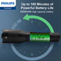 Philips Rechargeable LED Flashlights High Lumens, 1200 Lumens Bright Powerful Tactical Handheld Flash Light, 5 Modes IPX5 Waterproof Flash Lights for Camping, Emergency, Hiking, Black SFL5805R Philips Rechargeable LED Flashlights High Lumens, 1200 Lumens Bright Powerful Tactical Handheld Flash Light, 5 Modes IPX5 Waterproof Flash Lights for Camping, Emergency, Hiking, Black SFL5805R