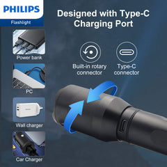 Philips Rechargeable LED Flashlights High Lumens, 1200 Lumens Bright Powerful Tactical Handheld Flash Light, 5 Modes IPX5 Waterproof Flash Lights for Camping, Emergency, Hiking, Black SFL5805R Philips Rechargeable LED Flashlights High Lumens, 1200 Lumens Bright Powerful Tactical Handheld Flash Light, 5 Modes IPX5 Waterproof Flash Lights for Camping, Emergency, Hiking, Black SFL5805R