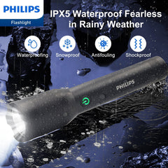 Philips Rechargeable LED Flashlights High Lumens, 1200 Lumens Bright Powerful Tactical Handheld Flash Light, 5 Modes IPX5 Waterproof Flash Lights for Camping, Emergency, Hiking, Black SFL5805R Philips Rechargeable LED Flashlights High Lumens, 1200 Lumens Bright Powerful Tactical Handheld Flash Light, 5 Modes IPX5 Waterproof Flash Lights for Camping, Emergency, Hiking, Black SFL5805R