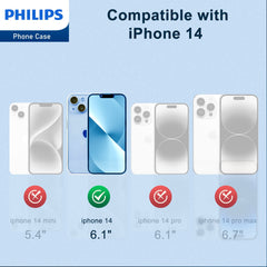 Philips for iPhone 14 Case Clear, Supports Magnetic Wireless Charging, Non-Yellowing Shockproof Phone Bumper Cover【100 Times Drop Test】【Compatible with MagSafe】 DLK6106T