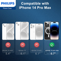 Philips for iPhone 14 Pro Max Case Clear, Supports Magnetic Wireless Charging, Non-Yellowing Shockproof Phone Bumper Cover【100 Times Drop Test】【Compatible with MagSafe】 DLK6109T