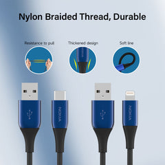 Nokia Pro Cable P8201 Combo (Blue) - MFi Certified Charger for Apple iPhone 14  Type-C