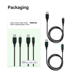 Nokia Pro Cable P8201 Combo (Green) - Lightning & Type-C