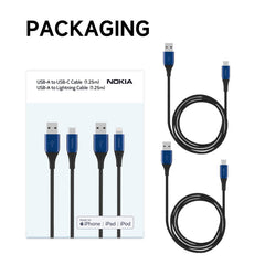 Nokia Pro Cable P8201 Combo (Blue) - MFi Certified Charger for Apple iPhone 14  Type-C