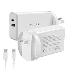 Philips 30W Power Adapter Wall Charger with 1.25m USB-C to USB-C Cable DLP4343C