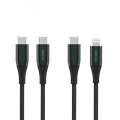 Nokia Pro Cable P8200 Combo (Green) - MFI Lightning & Type-C