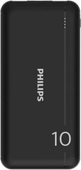 Philips 10000mAh PD Power Bank 5V/3A with Dual USB A and USB-C Input Ports, Portable Charger Battery Pack Fast Charging Universal Power Bank Black DLP1810CB/00