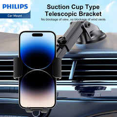 Philips 10W Qi Wireless Charging Car Mount, Auto-Clamping Phone Holder with Suction Cup Holder & Air Vent Clip for iPhone 15 14 13 12 11 Pro Max Xs, Samsung Galaxy S23 Ultra, etc DLK3532Q