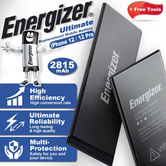 Energizer for iPhone 12 / 12Pro 2815mAh High Capacity Battery Replacement  A2407  etc.with Battery Installation Toolkit