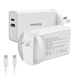 Philips 20W Power Adapter Wall Charger with 1.25m USB-C to USB-C Cable DLP4342C