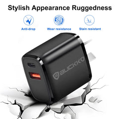 BUCKKO 30W PD USB Wall Charger, Quick Charge 3.0 Fast 30W Dual Ports Wall Charger AU Plug