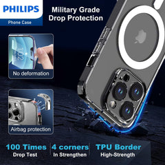 Philips for iPhone 14 Pro Case Clear, Supports Magnetic Wireless Charging, Non-Yellowing Shockproof Phone Bumper Cover【100 Times Drop Test】【Compatible with MagSafe】 DLK6107T