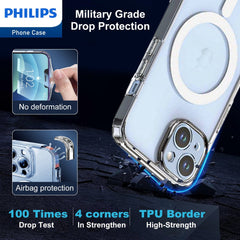 Philips for iPhone 14 Plus Case Clear, Supports Magnetic Wireless Charging, Non-Yellowing Shockproof Phone Bumper Cover【100 Times Drop Test】【Compatible with MagSafe】 DLK6108T