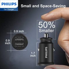 Philips Dual USB-A Port Car Charger with USB-C Cable (DLP2510T)