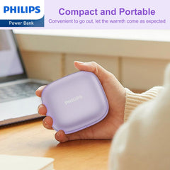 Philips Rechargeable Hand Warmer Ultra-Lightweight 2-Stage Temperature Control/4-Hour Continuous Heat Generation Electronic Hand Warmer 2-in-1 Mobile Battery 5200 mAh Electric Hand Warmer USB Itiro Portable Convenient USB Purple DLP2136VP