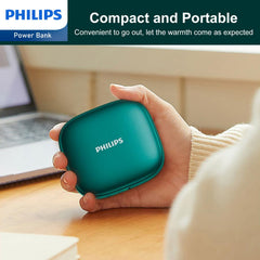 Philips Rechargeable Hand Warmer Ultra-Lightweight 2-Stage Temperature Control/4-Hour Continuous Heat Generation Electronic Hand Warmer 2-in-1 Mobile Battery 5200 mAh Electric Hand Warmer USB Itiro Portable Convenient USB Green DLP2136VG