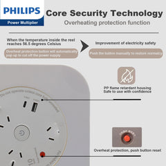 Philips 10m Cube Power Board Socket Strip Adapter 18W Wall Charger Surge White