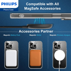 Philips for iPhone 14 Pro Max Case Clear, Supports Magnetic Wireless Charging, Non-Yellowing Shockproof Phone Bumper Cover【100 Times Drop Test】【Compatible with MagSafe】 DLK6109T