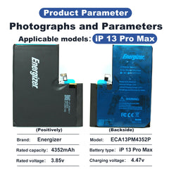 Energizer for iPhone13 Pro Max 4352mAh High Capacity Battery Replacement A2484 etc.with Battery Installation Toolkit