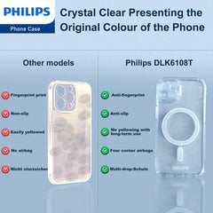 Philips for iPhone 14 Plus Case Clear, Supports Magnetic Wireless Charging, Non-Yellowing Shockproof Phone Bumper Cover【100 Times Drop Test】【Compatible with MagSafe】 DLK6108T