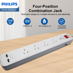 Philips Power Strip AC Travel Adaptor USB Port Charger Power Board AU Plug White