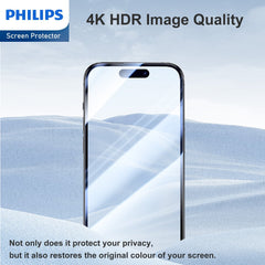 Philips HD Clear Glass Screen Protector Film for iPhone 15, Tempered Glass Explosion-proof Nano Coated Filter Anti-Oil Anti-Shatter Anti-Fingerprint Full Coverage Hardness 9H DLK1207