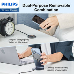 Philips 15W Wireless Charger，Explorer's Edition Magnetic Wireless Fast Charging Charger DLK3535Q