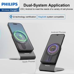 Philips 15W Wireless Charger，Explorer's Edition Magnetic Wireless Fast Charging Charger DLK3535Q