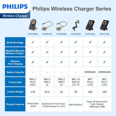 Philips Magnetic Wireless Charger Magsafe, 1.25m Type C Qi 15W Fast Charging wireless Charging Station Mag Wall Charger Pad for iPhone 14/13/12/AirPods Pro 2 Phone Black DLK3537Q