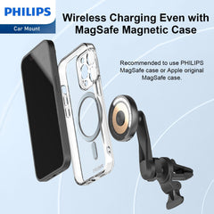 Philips Magnetic Wireless Charger Magsafe, 2m Type C Qi 15W Fast Charging wireless Charging Station Mag Wall Charger Pad for iPhone 14/13/12/AirPods Pro 2 Phone Black DLK3539Q