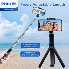 Philips Flexible Tripod Holder Stand Selfie Stick with Bluetooth Remote For iPhone DLK3617N