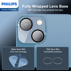 Philips Camera Lens Protector for iPhone 15/15 Plus, HD 360 Degrees Protection Tempered Glass Explosion-proof Screen Protector, Case Friendly No-Bubble HD Clear Camera Lens Screen Protector Anti-Scratch Anti-Fingerprint DLK5206