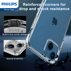 Philips Case for iPhone 15, Anti-Scratch Ultra Crystal Clear Back Case, Hard PC Back & Soft TPU, Non-Yellowing Full Bumper Protective Protection Phone Cover Case Anti-Slip Dustproof Shockproof DLK6116T