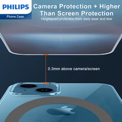 Philips Magnetic Case for iPhone 15, Anti-Scratch Ultra Crystal Clear Back Case with MagSafe, Shockproof Hard PC Back & Soft TPU, Non-Yellowing Full Bumper Protective Protection Phone Cover Case DLK6116TG