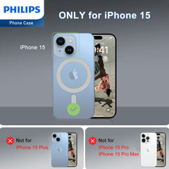 Philips Magnetic Case for iPhone 15, Anti-Scratch Ultra Crystal Clear Back Case with MagSafe, Shockproof Hard PC Back & Soft TPU, Non-Yellowing Full Bumper Protective Protection Phone Cover Case DLK6116TS