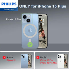 Philips Magnetic Case for iPhone 15 Plus, Anti-Scratch Ultra Crystal Clear Back Case with MagSafe, Shockproof Hard PC Back & Soft TPU, Non-Yellowing Full Bumper Protective Protection Phone Cover Case DLK6117TS