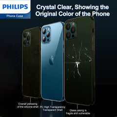 Philips Case for iPhone 15 Pro, Anti-Scratch Ultra Crystal Clear Back Case, Hard PC Back & Soft TPU, Non-Yellowing Full Bumper Protective Protection Phone Cover Case Anti-Slip Dustproof Shockproof DLK6118T