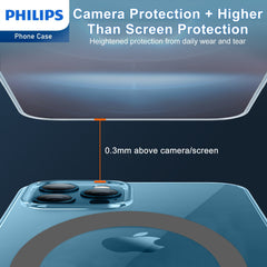 Philips Magnetic Case for iPhone 15 Pro, Anti-Scratch Ultra Crystal Clear Back Case with MagSafe, Shockproof Hard PC Back & Soft TPU, Non-Yellowing Full Bumper Protective Protection Phone Cover Case DLK6118TG