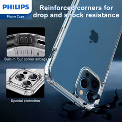 Philips Case for iPhone 15 Pro Max, Anti-Scratch Ultra Crystal Clear Back Case, Hard PC Back & Soft TPU, Non-Yellowing Full Bumper Protective Protection Phone Cover Case Anti-Slip Dustproof Shockproof DLK6119T