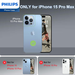 Philips Case for iPhone 15 Pro Max, Anti-Scratch Ultra Crystal Clear Back Case, Hard PC Back & Soft TPU, Non-Yellowing Full Bumper Protective Protection Phone Cover Case Anti-Slip Dustproof Shockproof DLK6119T