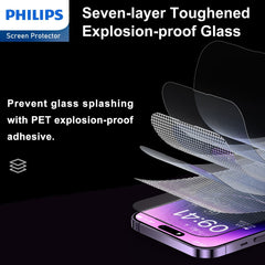 Philips HD Ceramic Screen Protector Film for iPhone 14 Pro Max, TPU Flexible Clear Explosion-proof Nano Coated Filter Anti-Oil Anti-Shatter Anti-Fingerprint Full Coverage Hardness 9H DLK7106