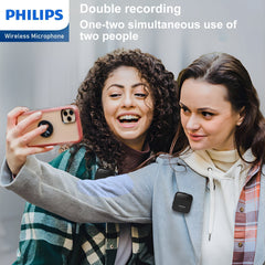 Philips 2.4 GHz Wireless Microphone, 360° Sound Collecting, Pin Microphone DLM3538C  with Charging Case